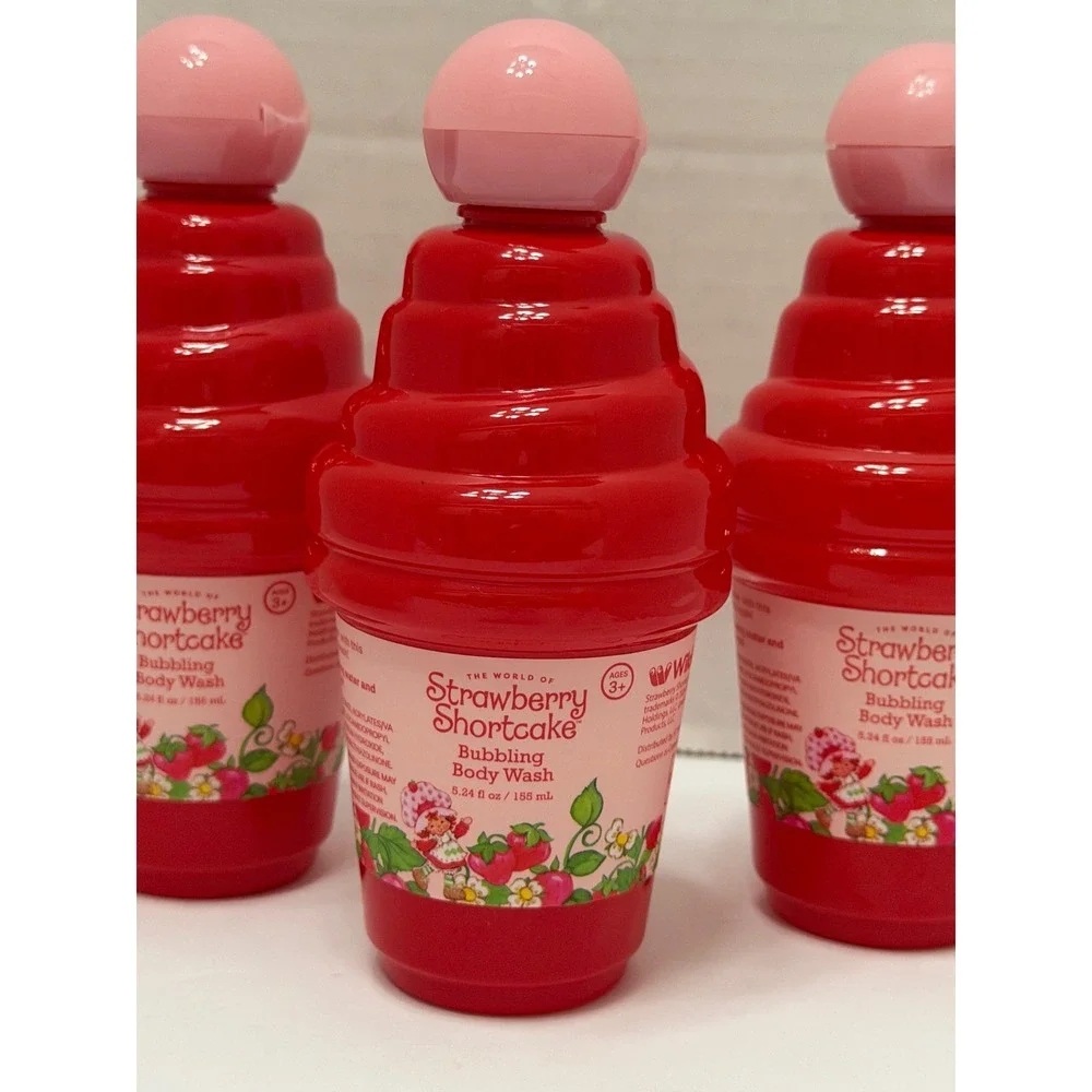 Strawberry Shortcake Bubbling Body Wash Ice Cream Cone Shape 5.24oz 3 Pack Red